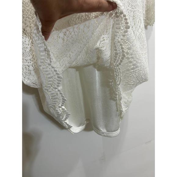 H&M DIVIDED Crochet Cottagecore White Dress 10 Boho Indie Tunic Lined Festival - Picture 4 of 7